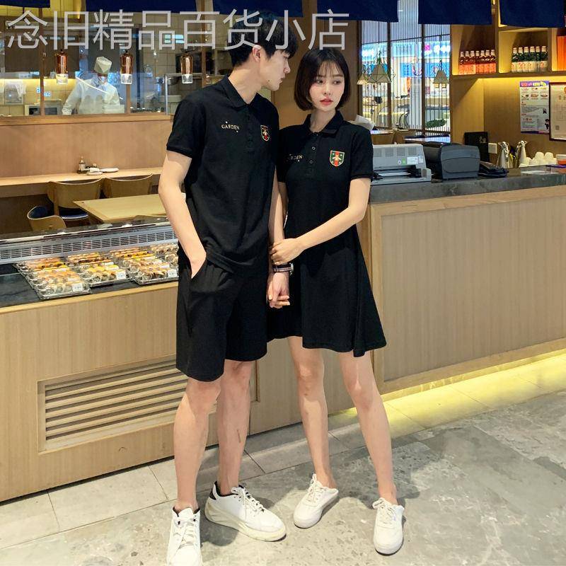 情侣装夏装法式众设计感2026新款男衣女裙短袖t恤polo套装洋装