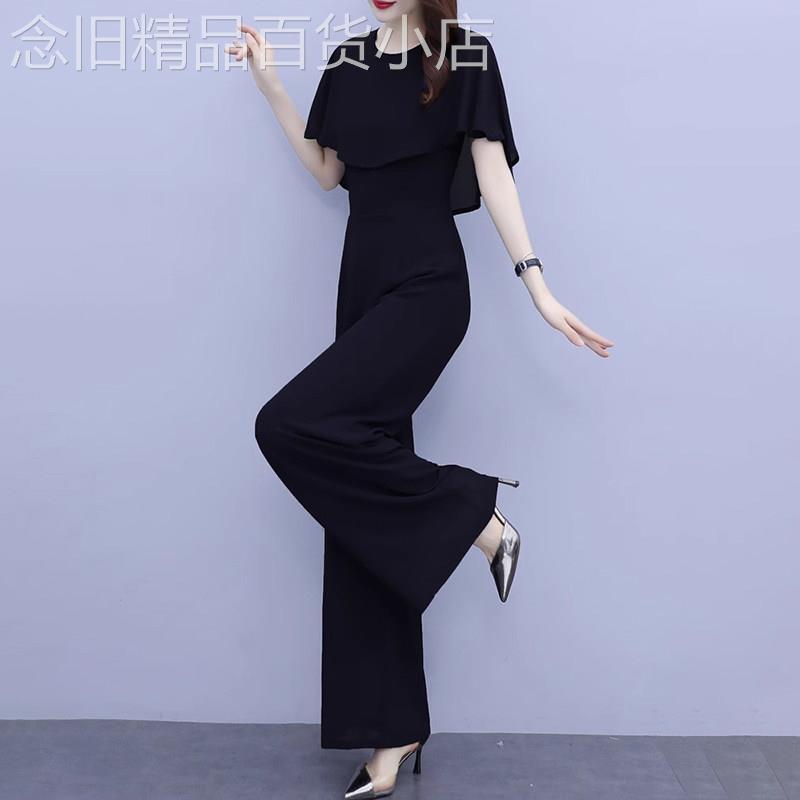 黑色雪纺连体裤女夏季2026年新款高级感连身裤时尚气质显瘦连体衣