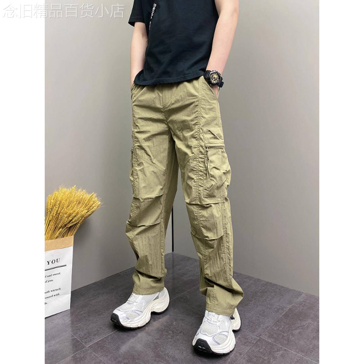 潮牌工装裤男士2026夏季薄款韩版痞帅宽松哈伦裤新款设计感直筒裤