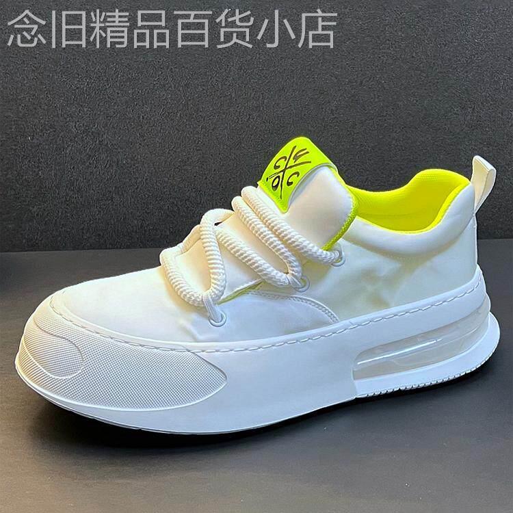正品同款潮牌高端小白鞋男厚底内增高软底透气简约百搭休闲布鞋男