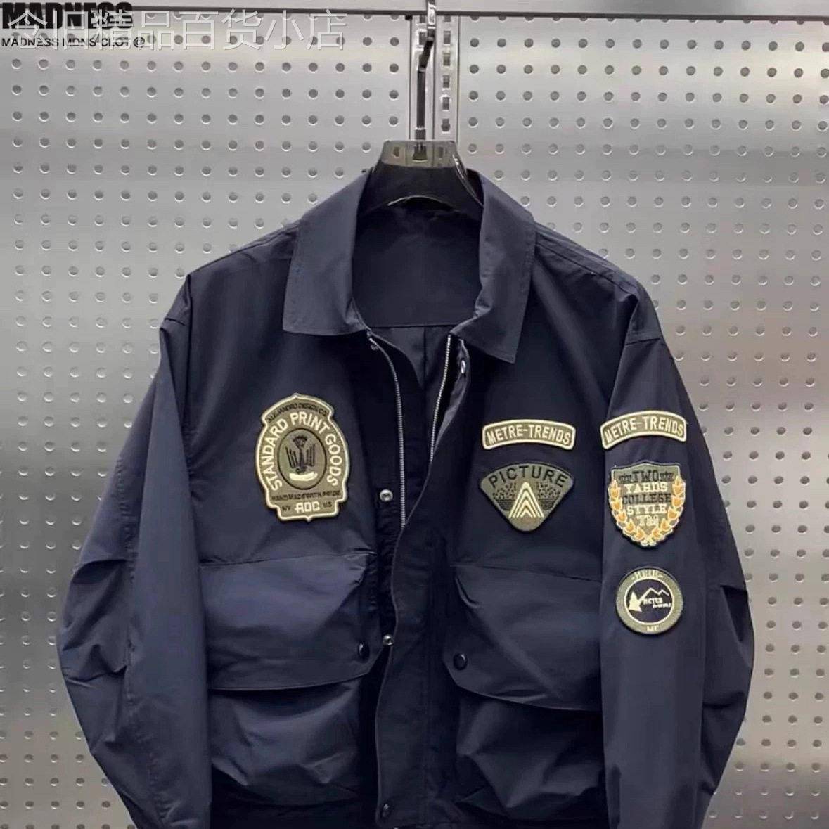 Madness Mdns Clot春秋美式车标贴翻领夹克外套男休闲外套百搭上