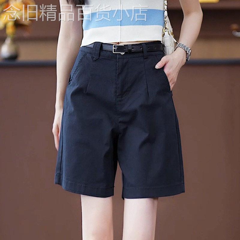 黑色工装短裤女2026夏季薄新款休闲阔腿五分裤宽松a字外穿五分裤