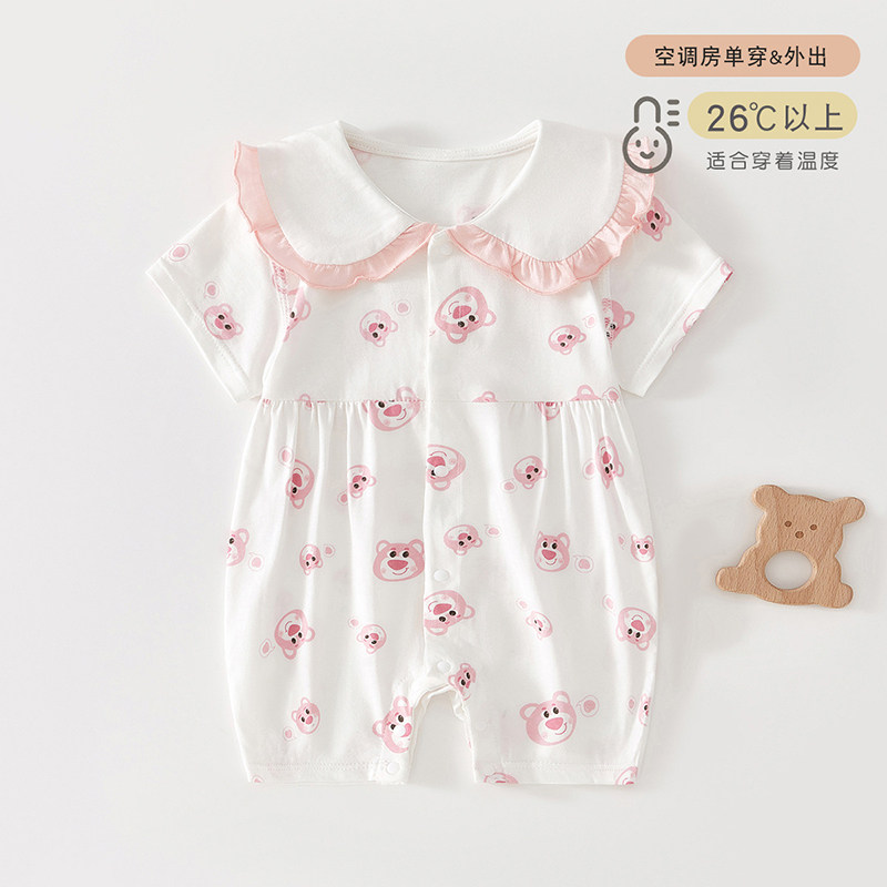 全棉纯棉婴儿衣服新生夏季薄款纯棉短袖连体衣女宝宝夏装可爱公主