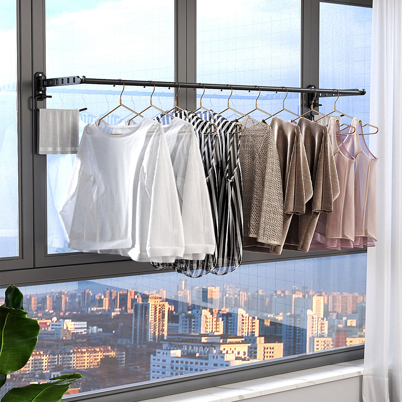 免打孔晾衣架glellloo太空铝