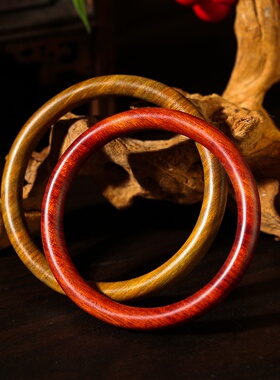 新中式复古檀木手镯文艺古典圆条木质手环情侣送女友古风时尚手饰