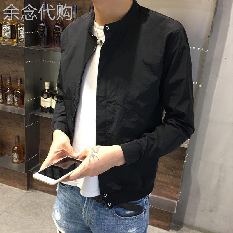 百搭夹克男士春秋季薄款防晒立领长袖外套2025新款纯色修身上衣潮