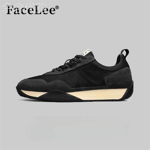 FaceLee日本设计师联名款新款男士阿甘鞋春秋低帮运动休闲鞋黑色