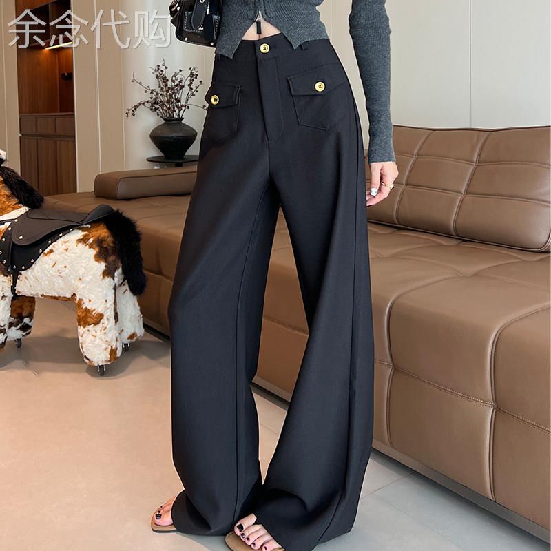 黑色西装阔腿裤女春秋季2026新款高腰直筒垂感宽松高级感休闲长裤