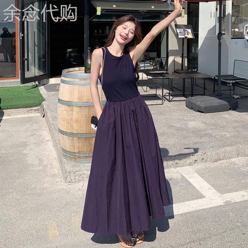 紫色无袖背心洋装女2026夏季新款法式赫本风高级感收腰显瘦长裙