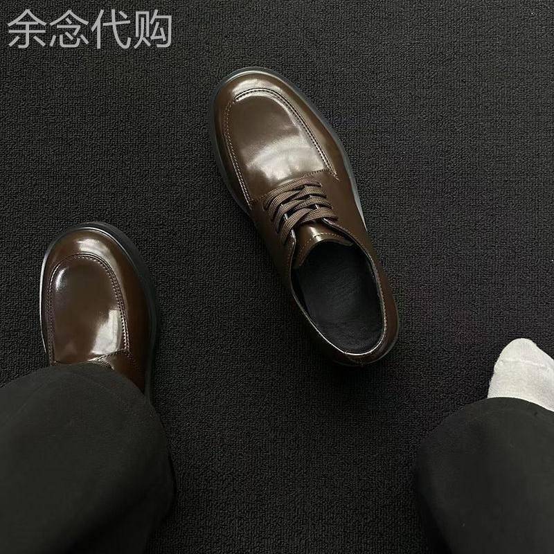 高端英伦风圆头休闲皮鞋2026春秋男款正装cleanfit结婚增高德比鞋