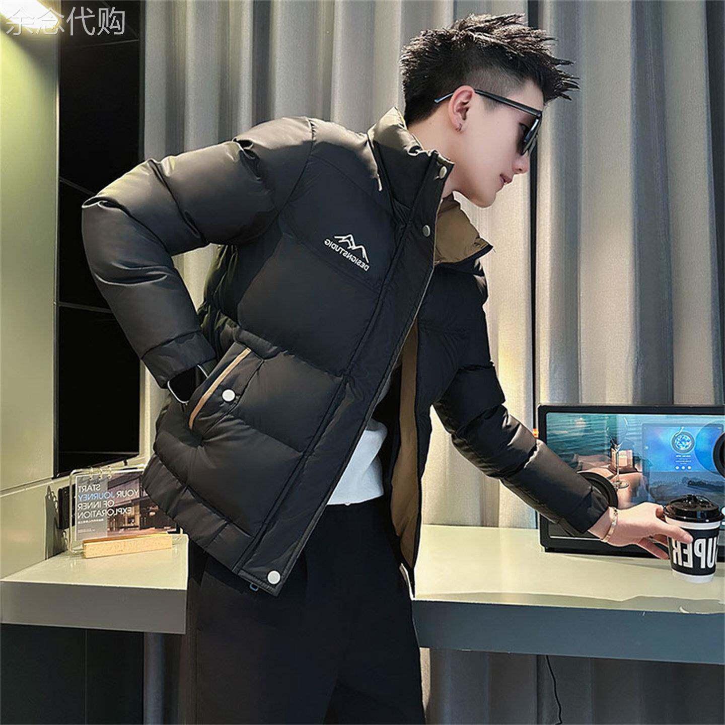 高端羽绒棉服男冬季2025新款修身立领加厚保暖短款男士棉衣外套潮