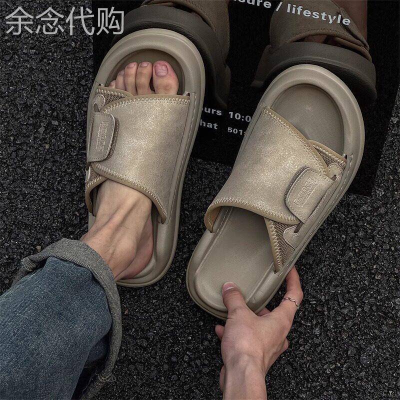 【高品质】夏季户外沙滩鞋男户外登山运动凉拖鞋踩屎感厚底一字拖