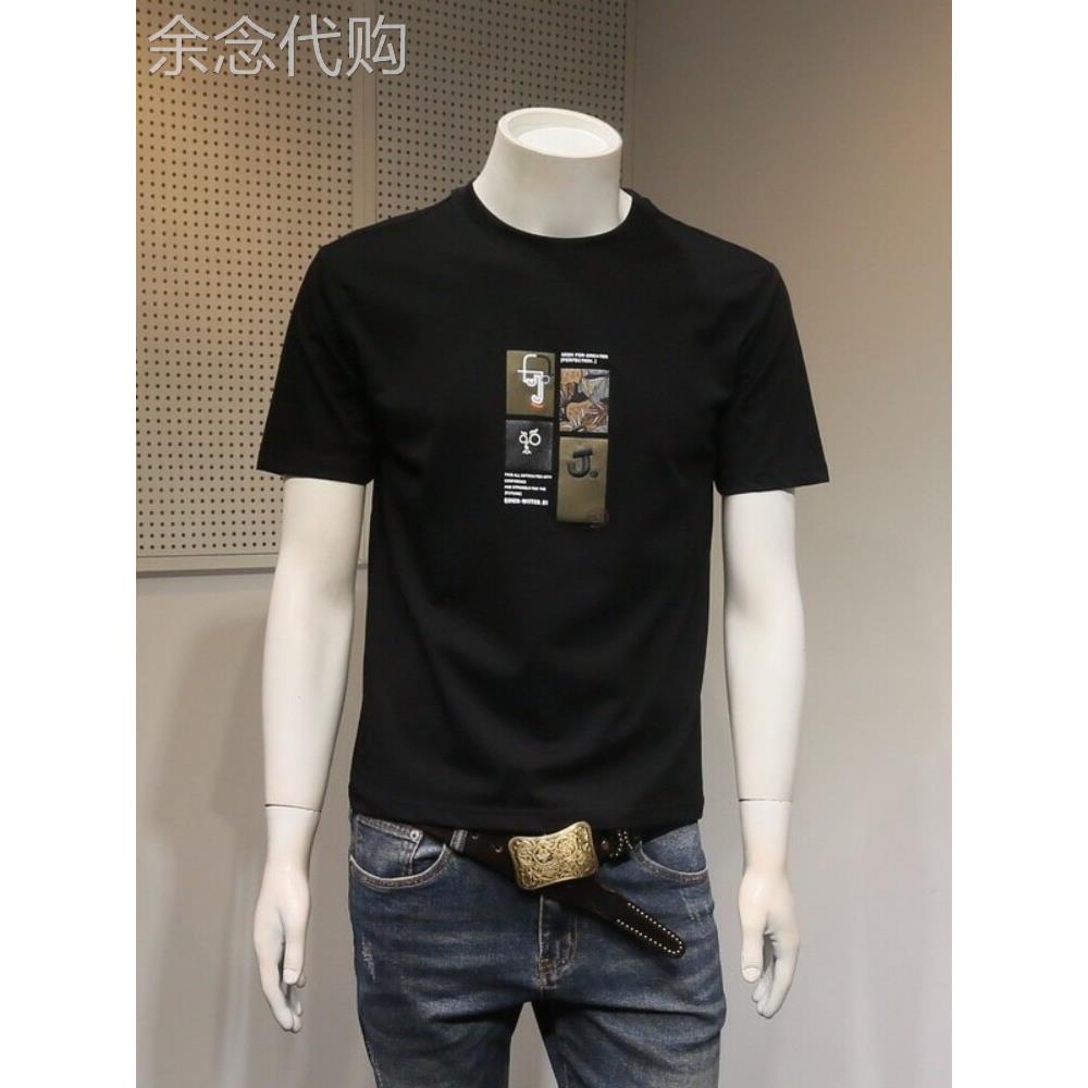 潮牌短袖t恤男夏季2025新款韩版青年印花半袖上衣潮流圆领体恤衫
