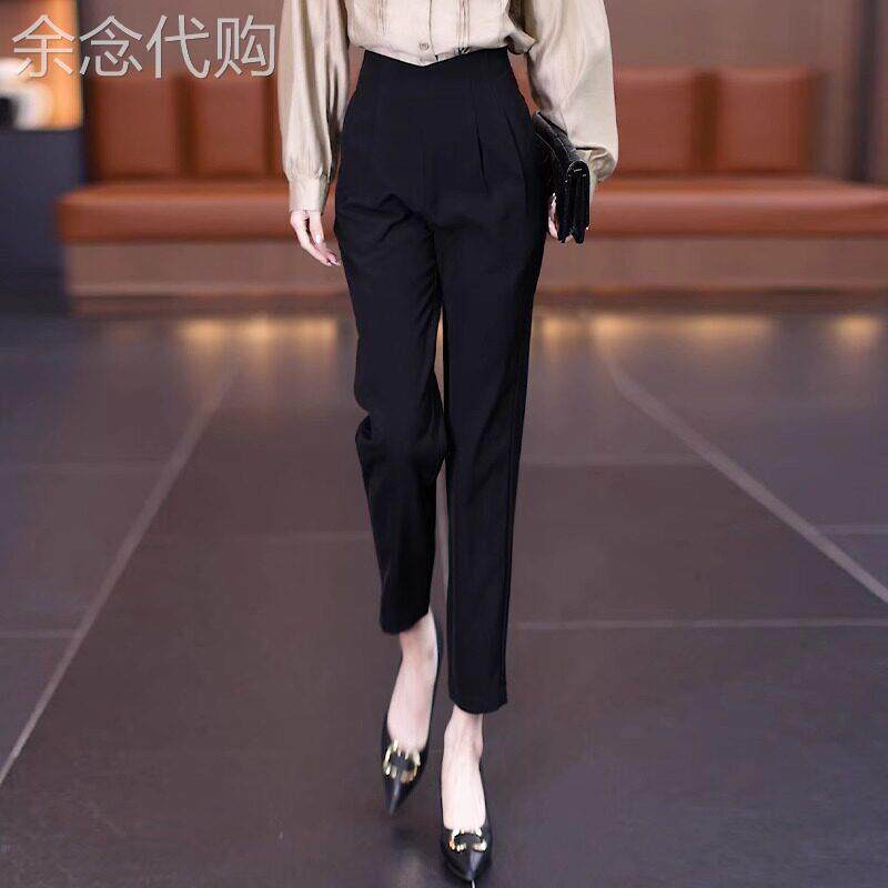 高腰遮肚子西装哈伦裤女2026夏季新款后拉炼女裤垂感时尚职业裤子