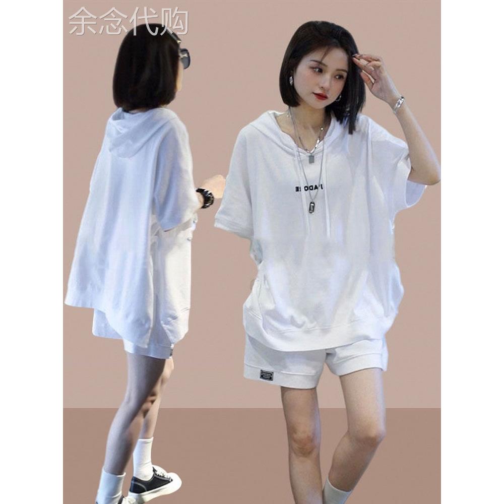 时尚套装女高级感运动服宽松休闲连帽短袖短裤2026春夏爆款两件套