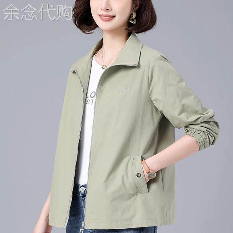 潮牌短外套女2025春秋新款中年妈妈休闲减龄宽松薄款纯色夹克上衣