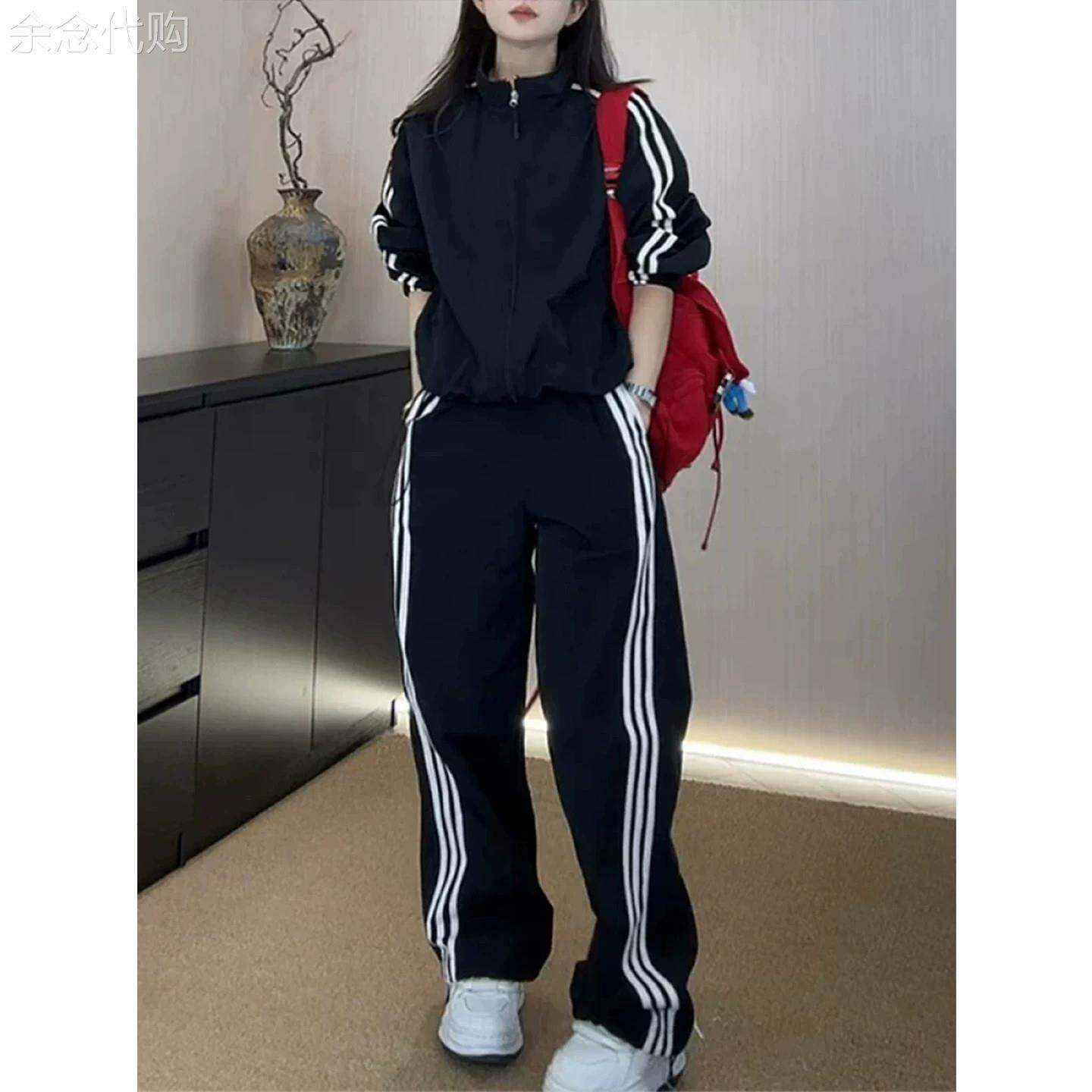 欧洲站休闲运动套装女2026新款春秋冬百搭减龄显瘦阔腿裤两件套潮