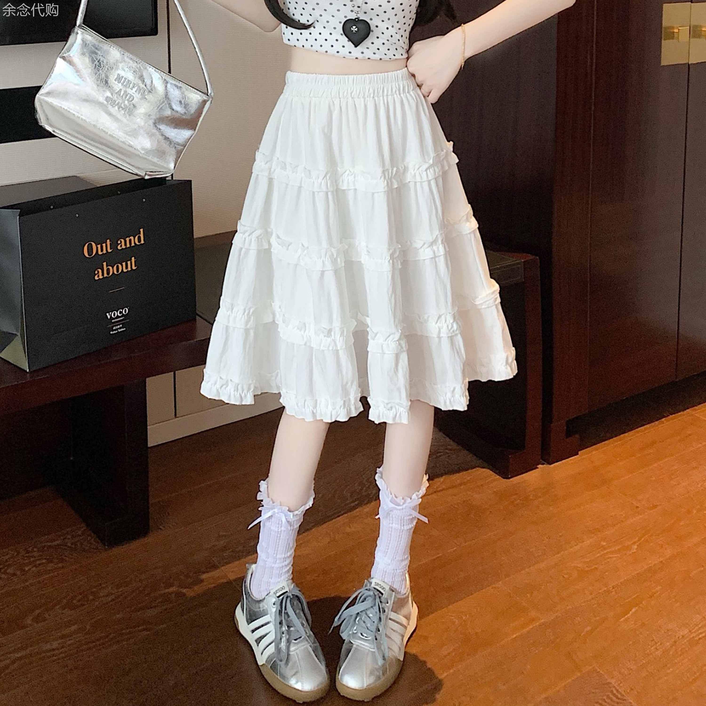 白色蛋糕裙半身裙女夏季薄款2026新款小个子高腰显瘦a字大摆裙子