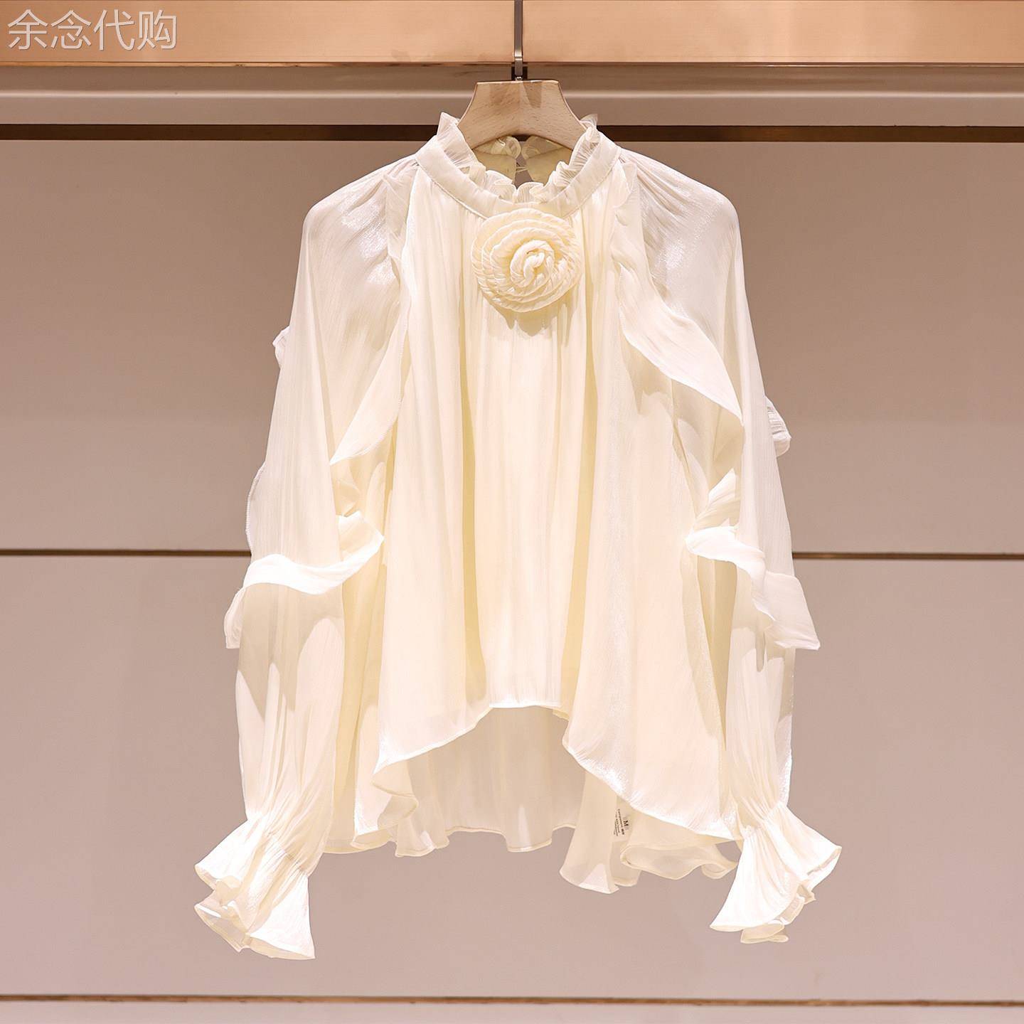 巨好看的立体花朵荷叶边衬衫女2026春款长袖独特气质减龄轻奢上衣
