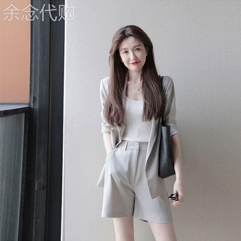 西装套装女夏季薄款2026新款时尚职业OL风西装外套短裤休闲两件式