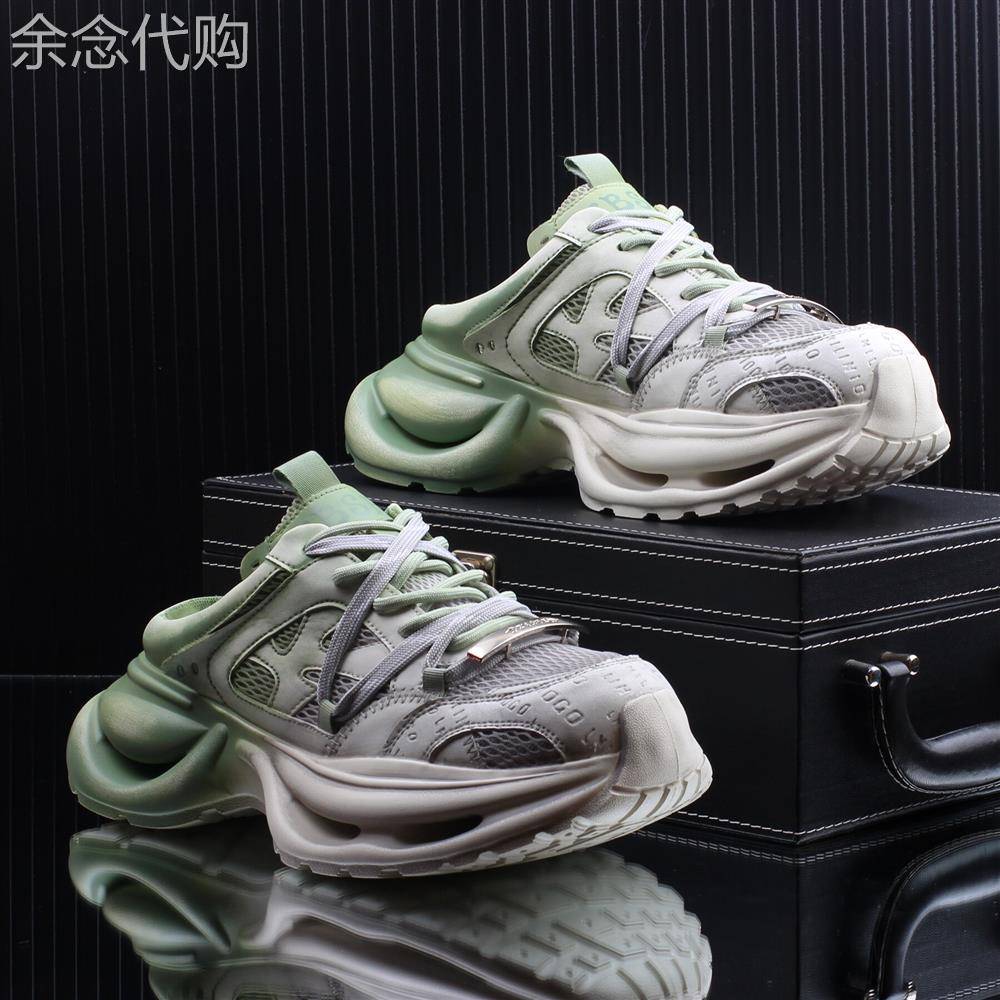 内增高!复古港风!TROR DIVE!潮流轻奢一脚蹬老爹鞋男厚底网面