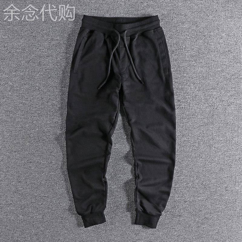 代购香港潮男春秋简约水洗针织收脚休闲卫裤男舒适毛圈运动束脚裤