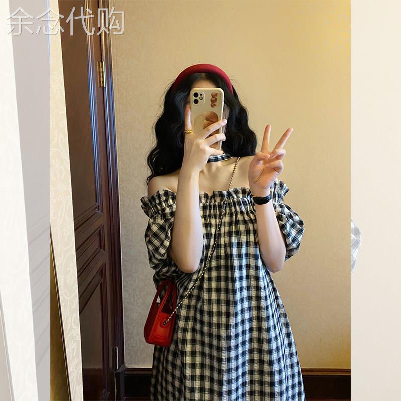 法式一字肩洋装女夏季2025年新款高级感小个子温柔风露肩长裙子
