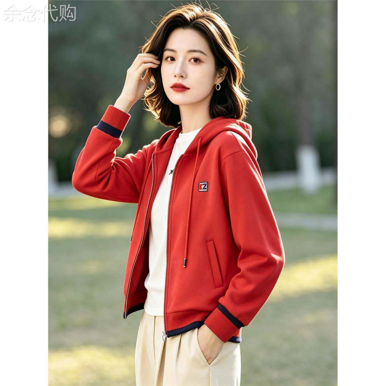 连帽卫衣外套女春秋冬新款时尚显瘦休闲洋气韩版百搭开衫夹克上衣