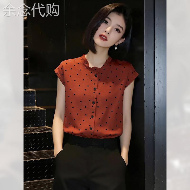干练减龄轻奢风波点短袖衬衫女夏季2026年新款百搭衬衣极简风上衣