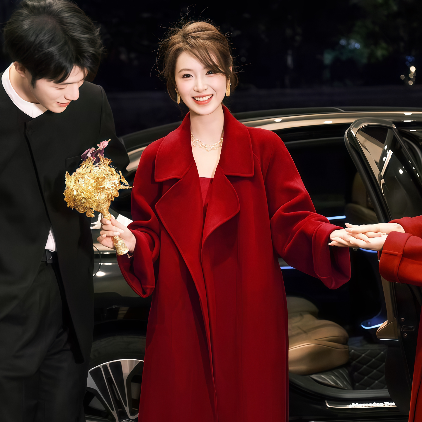 红色羊毛双面呢大衣女中长款2026秋冬新款韩版气质高级感毛呢外套