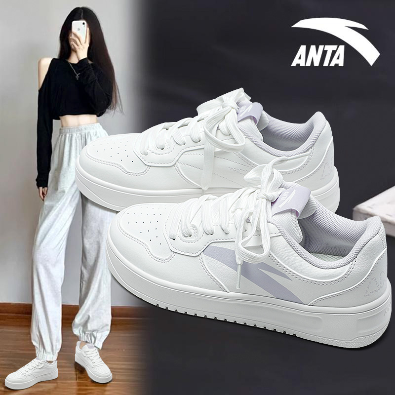 安踏板鞋小白鞋女厚底增高