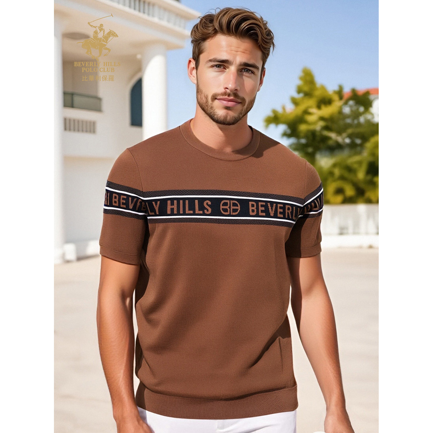 比华利保罗春秋针织短袖polo衫男新款时尚刺绣体恤男士商务