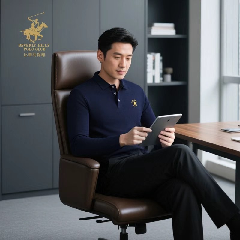 比华利保罗秋季新款长袖POLO衫T恤男士上衣时尚百搭