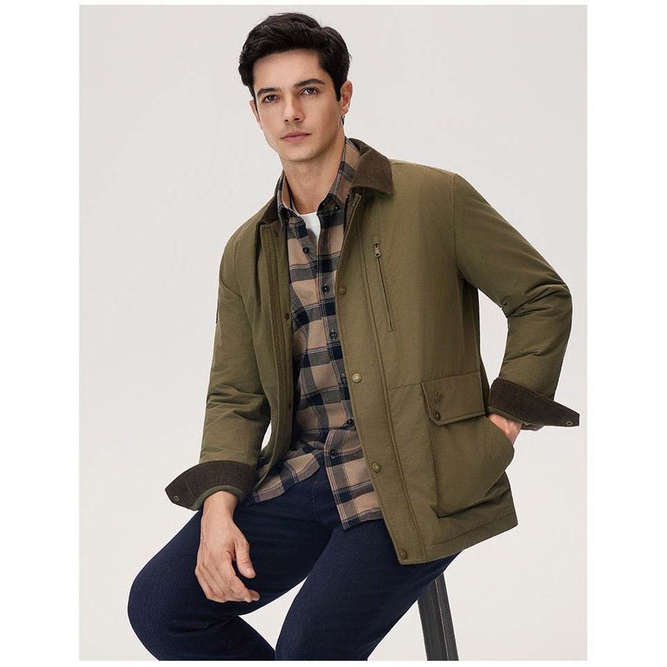 【工装休闲】比华利保罗年男士春季新款夹克外套翻领复古棉服