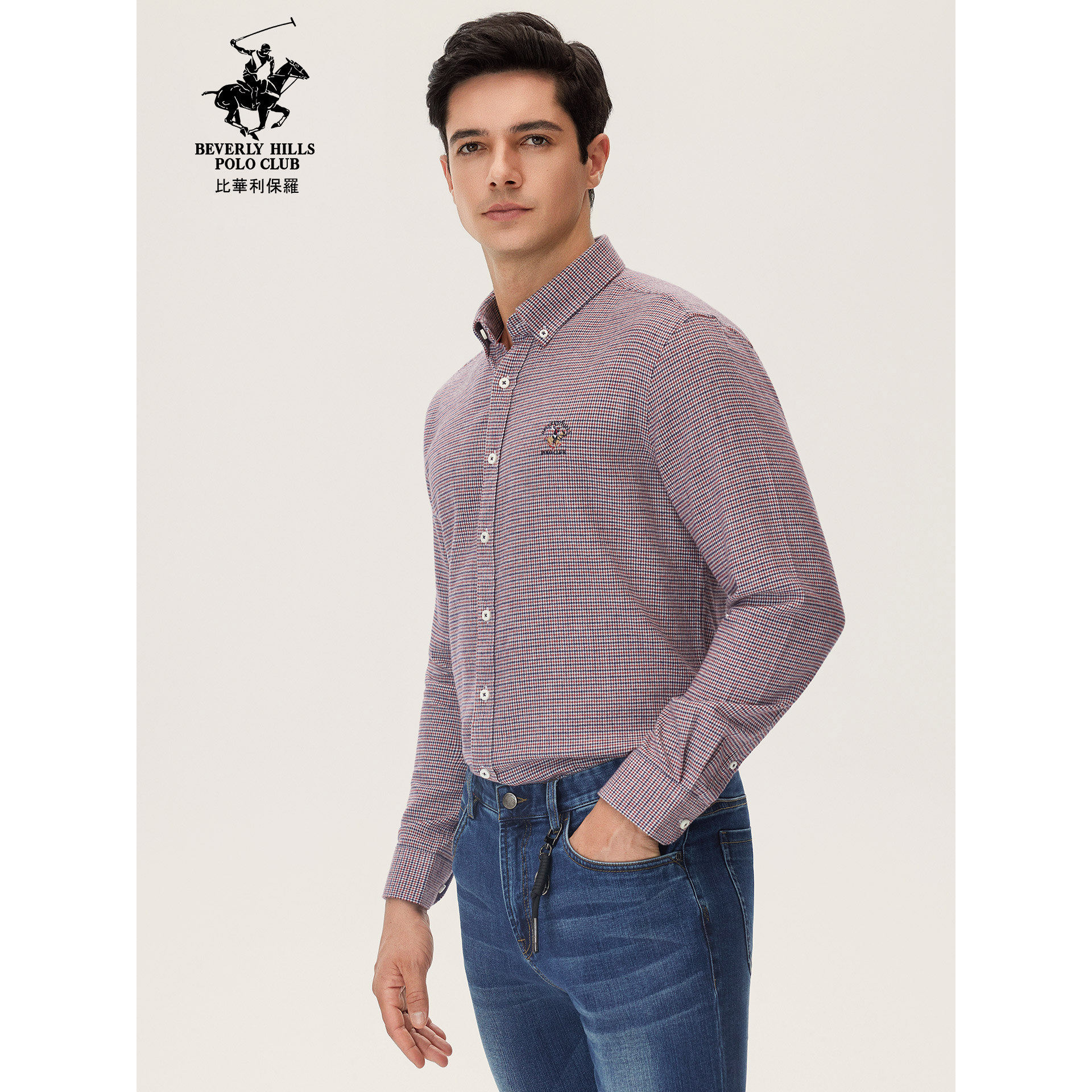 比华利保罗年秋款衬衫男商务时尚高端纯棉上衣