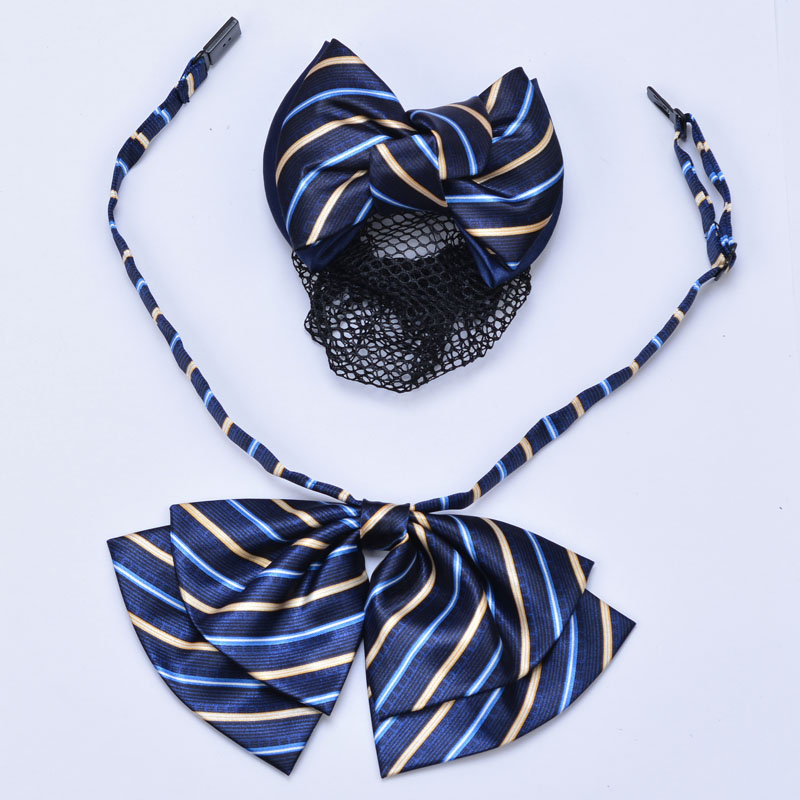 黄色条纹空姐酒店套装发夹头花