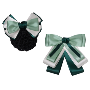 绿色银行领花头花职业女邮政信用社美容师工作上班衬衣领饰品发夹