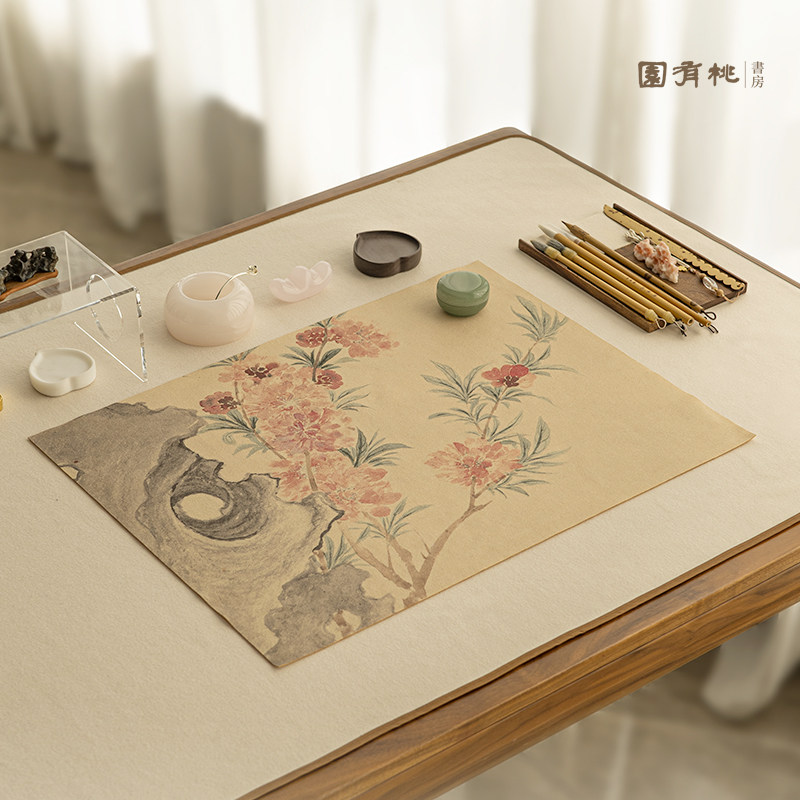 【画屏】竹外桃花 羊毛印花毛毡 60x45cm 书法国画垫 园有桃书房