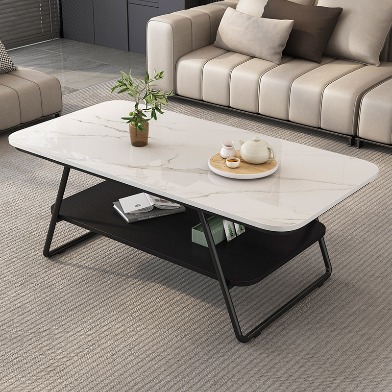 岩板茶几客厅家用小户型办公室出租屋桌子极简轻奢高级感沙发茶几