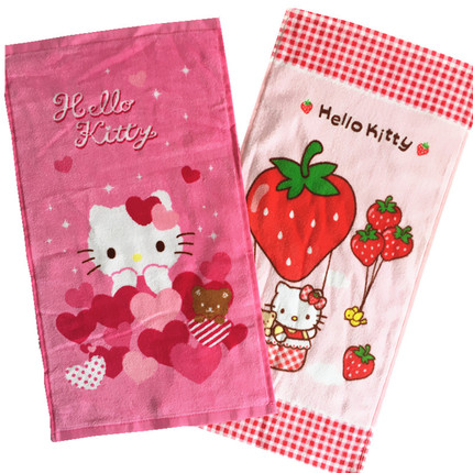 Original Foreign Trade Children's Pure Cotton Absorbent Towel for Girls, Hello Kitty Cartoon Cute Face Wash Long Towel for Home Use