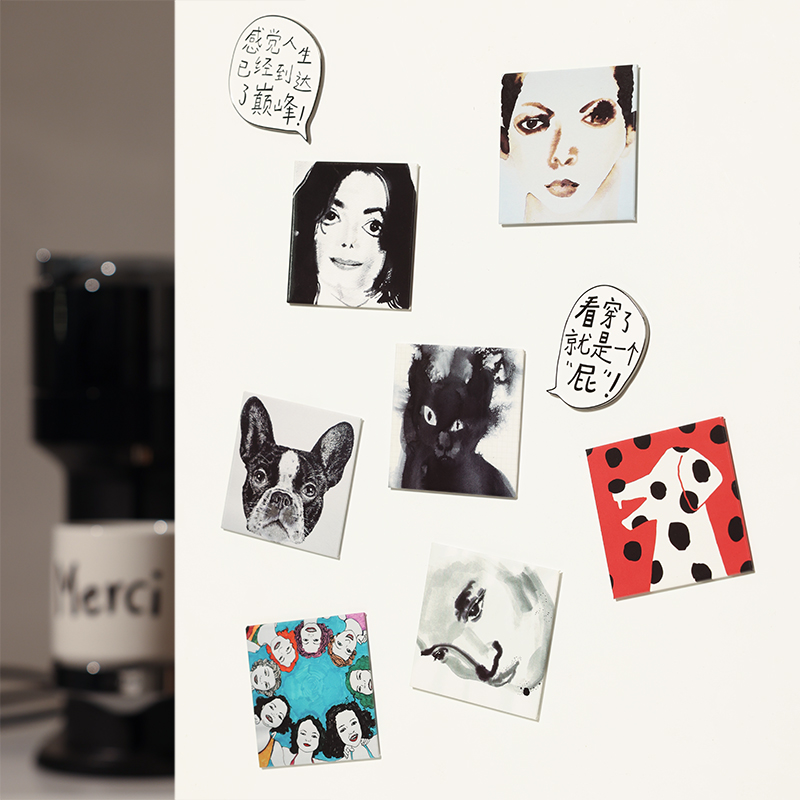 正方形冰箱贴磁贴北欧现代艺术风