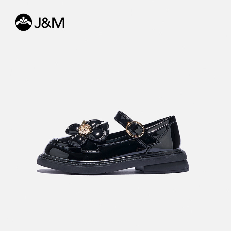 快乐玛丽童鞋女童皮鞋黑色春季新款2024小女孩演出鞋子透气公主鞋