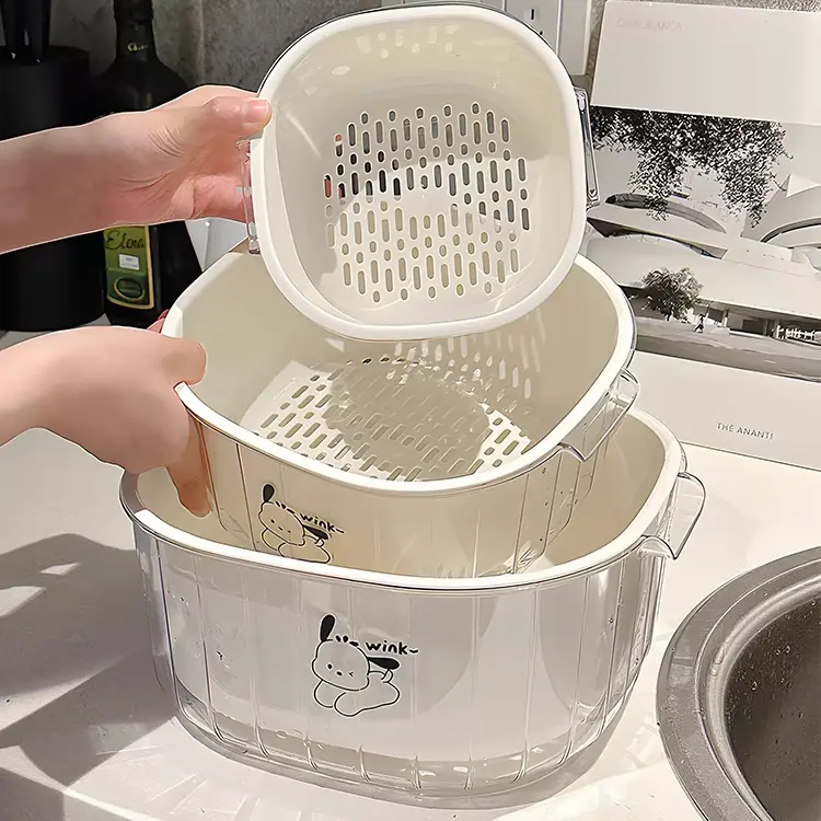 双层洗菜盆沥水篮客厅家用厨房茶几水果盘加厚简约可爱卡通洗菜篮,餐饮具,洗菜盆/沥水篮/漏水筛,淘宝优惠券,粉丝福利购,淘宝优惠卷