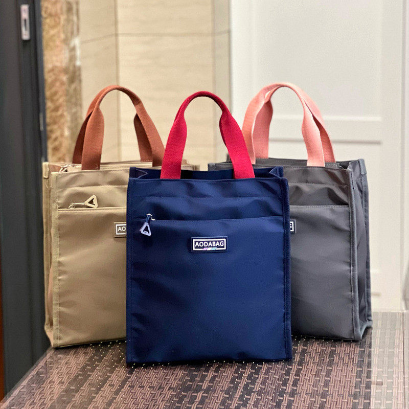 学生上班族妈咪新款大号撞色手提便当包补课通勤专用大容量