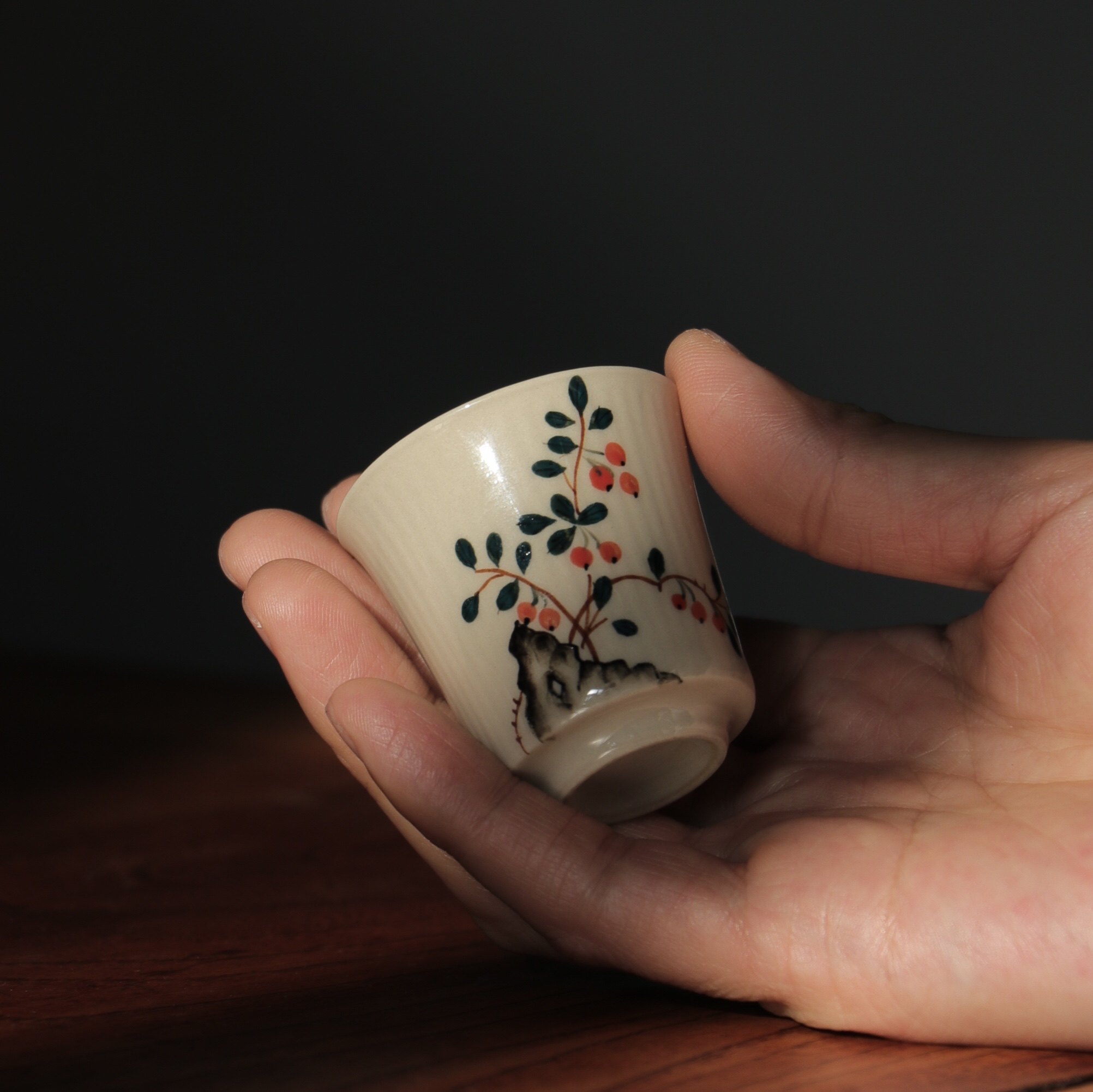 栖迟 手绘主人杯粗陶茶杯景德镇绿松石陶瓷石榴杯文艺主人杯25ml