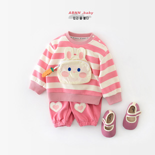 婴儿宝宝春季 女宝超萌可爱小兔子卫衣运动长裤 套装 长袖 休闲两件套