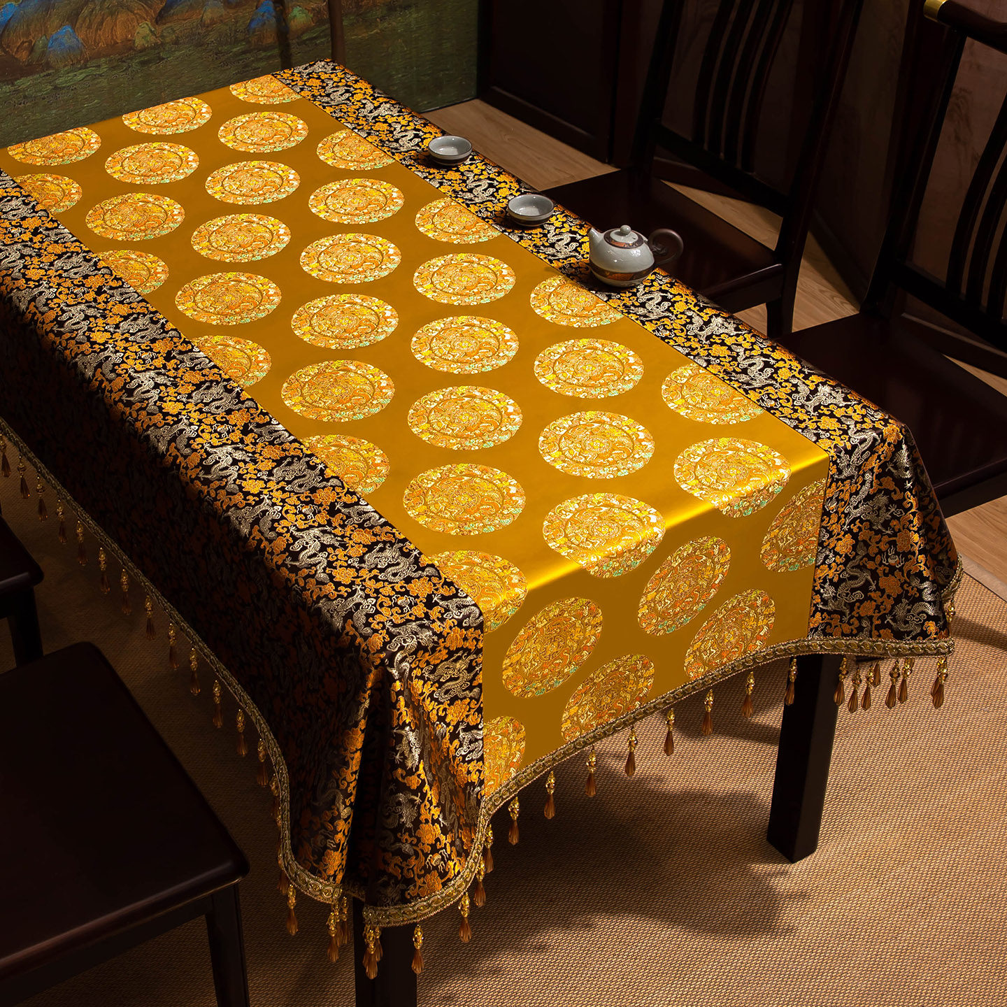 新中式禅意方桌布麻将桌防尘布纯色正方形餐桌台布八仙桌国风盖布,居家布艺,办公桌垫,淘宝优惠券,粉丝福利购,淘宝优惠卷