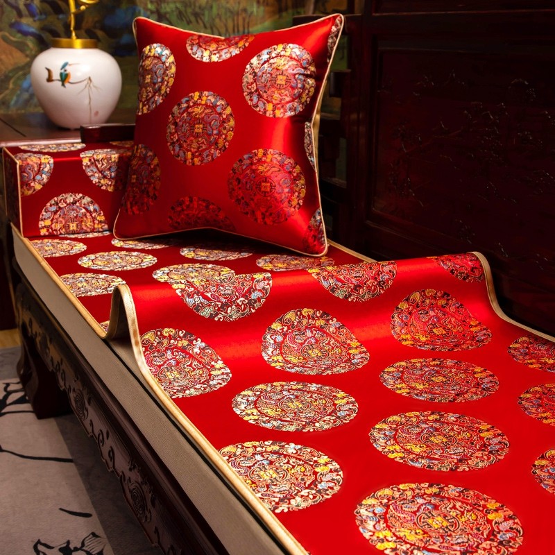 新中式红木沙发垫坐垫套罩盖巾布艺靠背巾实木罗汉床垫子盖布定制