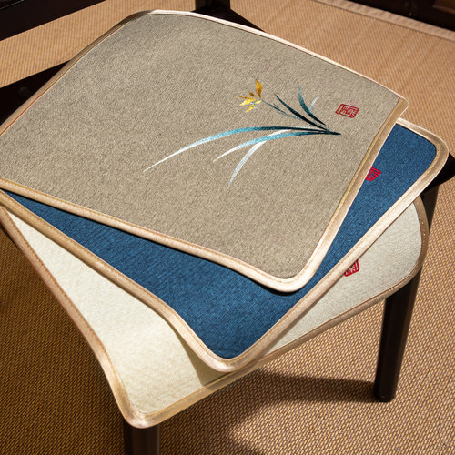 中式椅垫刺绣防滑中古软垫