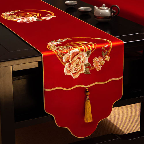 新中式桌旗防水布艺茶席免洗长条茶席壁纸茶台茶几桌垫布防烫茶垫